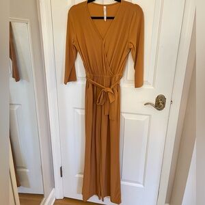 NY Collection 3/4 Sleeve V-neck Jumpsuit